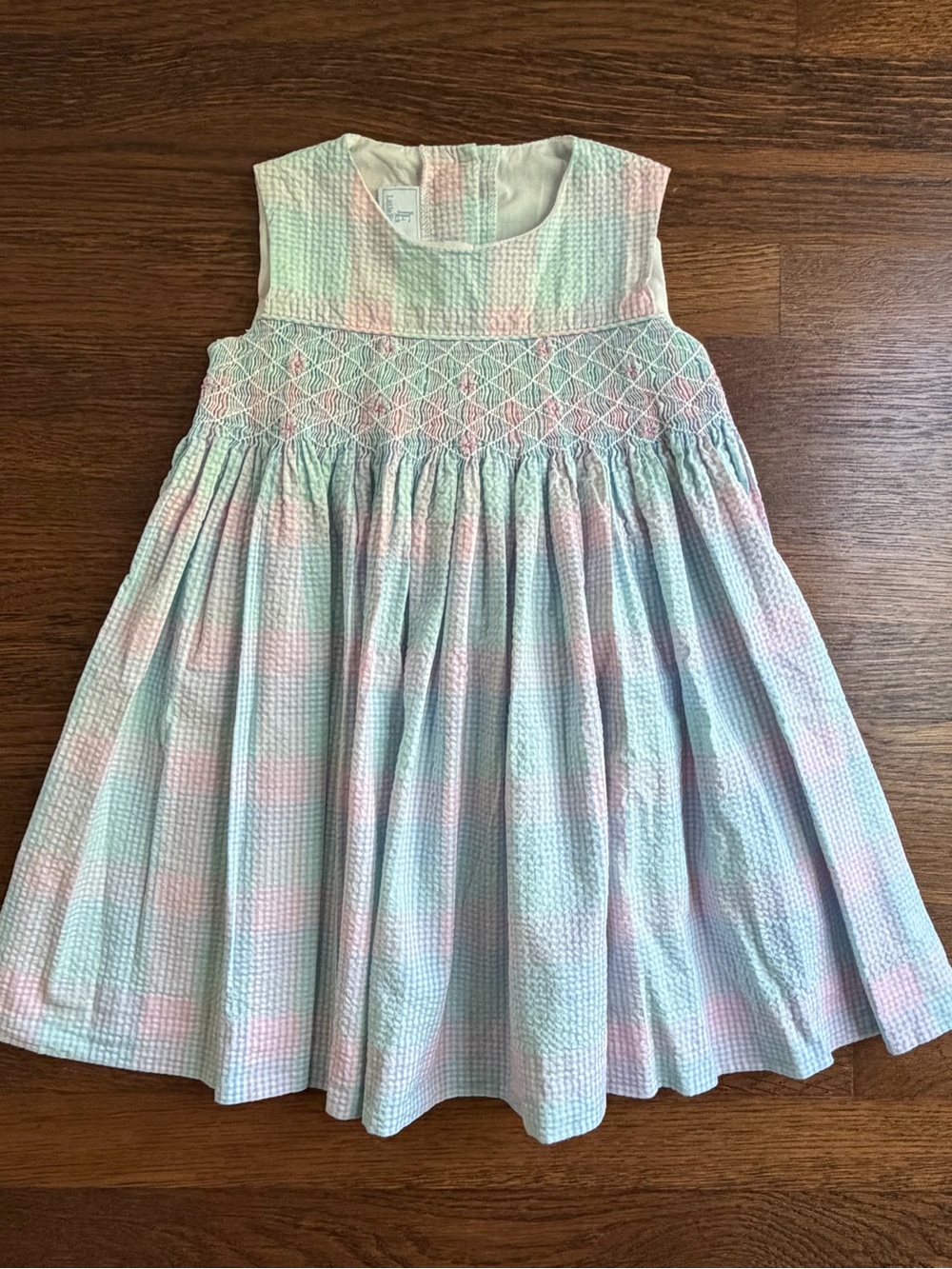 Little English Smocked Pastel Gingham Girls' Dress 4T